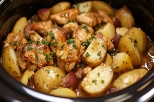 Slow cooker ranch chicken, ranch chicken and potatoes, creamy ranch chicken, crockpot chicken dinner, easy chicken and potato recipe