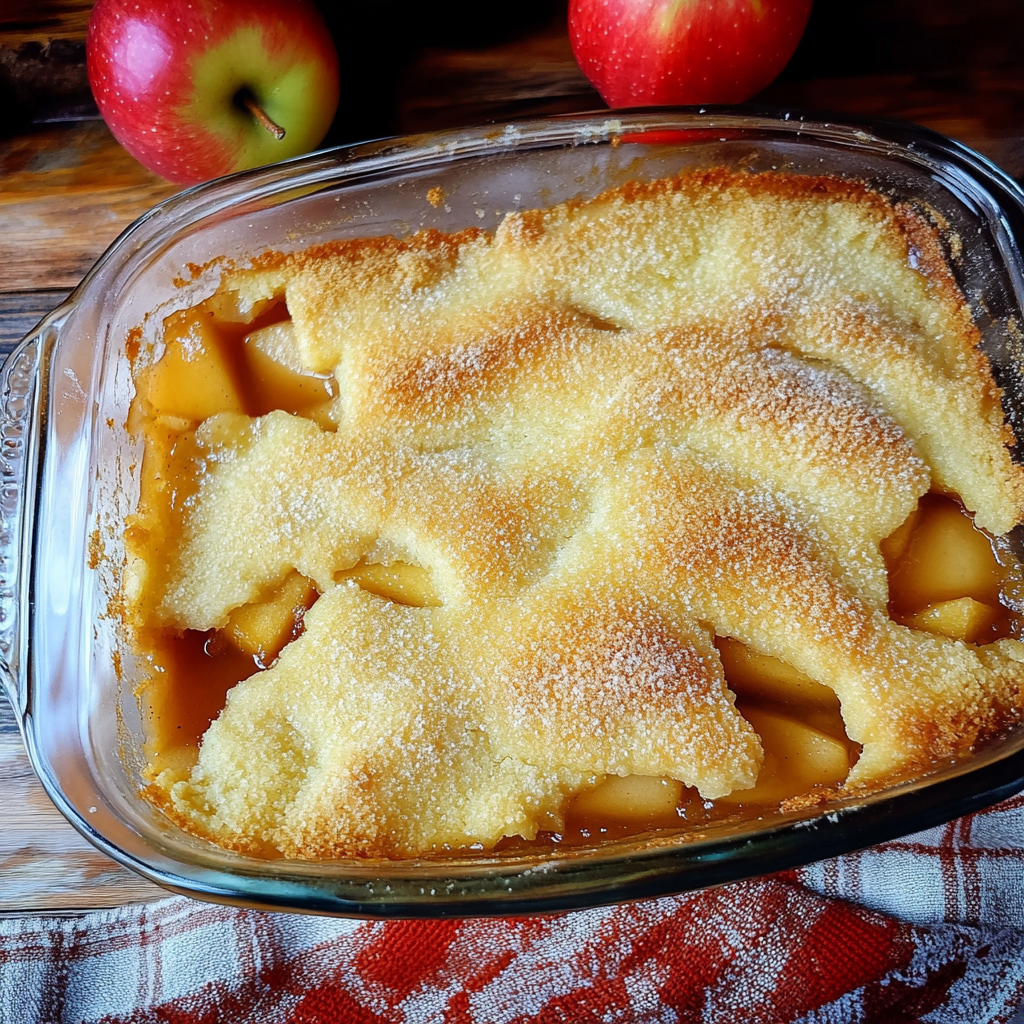 budget apple cobbler, easy apple cobbler recipe, simple apple dessert, apple cobbler with canned filling, cheap apple cobbler, quick apple cobbler, poor man’s dessert