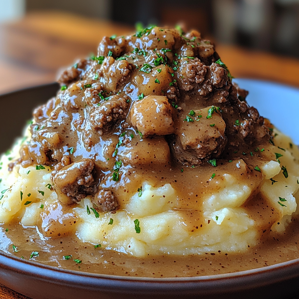 ground beef mashed potatoes, beef and gravy recipe, hamburger gravy with mashed potatoes, creamy mashed potatoes and beef, homestyle beef gravy, ground beef comfort meal, easy mashed potatoes and gravy