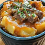 slow cooker steak and potatoes, crockpot steak bake, loaded steak and potato casserole, cheesy steak and potatoes, crockpot beef and potatoes, loaded potato bake with steak