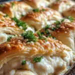 Alfredo crescent rolls, cheesy stuffed crescent rolls, chicken crescent roll appetizers, creamy Alfredo chicken rolls, stuffed crescent roll recipe, easy Alfredo crescent rolls