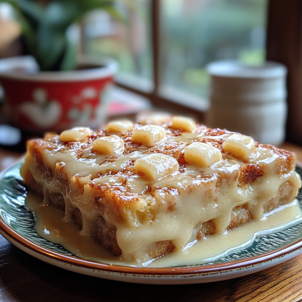 traditional bread pudding recipe, homemade bread pudding, vanilla sauce for desserts, old-fashioned dessert, classic bread pudding