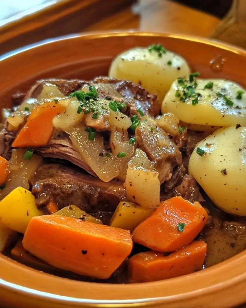 Bonnie's pot roast, Sunday pot roast, classic beef roast, slow-cooked pot roast, family dinner roast, flavorful pot roast