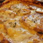 creamy pork casserole, pork chops with potatoes, cheesy pork and potato bake, one-pan pork dinner, pork and potato recipe