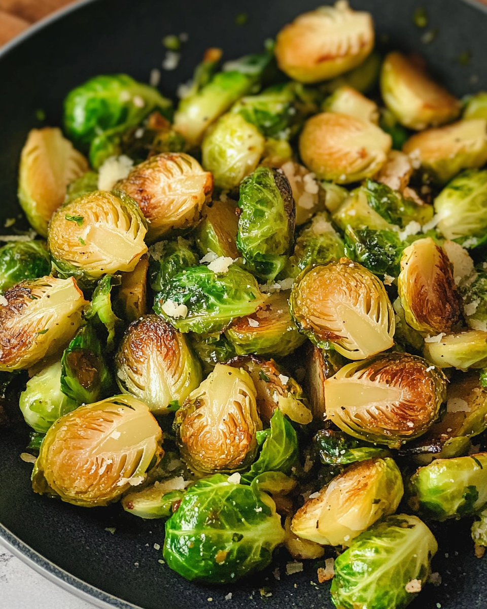 crispy Brussels sprouts, pan-fried Brussels sprouts, Brussels sprouts recipe, caramelized Brussels sprouts, easy vegetable side