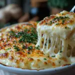 cheesy potato casserole, baked cheesy potatoes, cheesy hash browns, potato side dish, comfort food potatoes