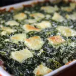 spinach casserole recipe, holiday side dish, cheesy spinach casserole, creamed spinach bake, Christmas spinach casserole