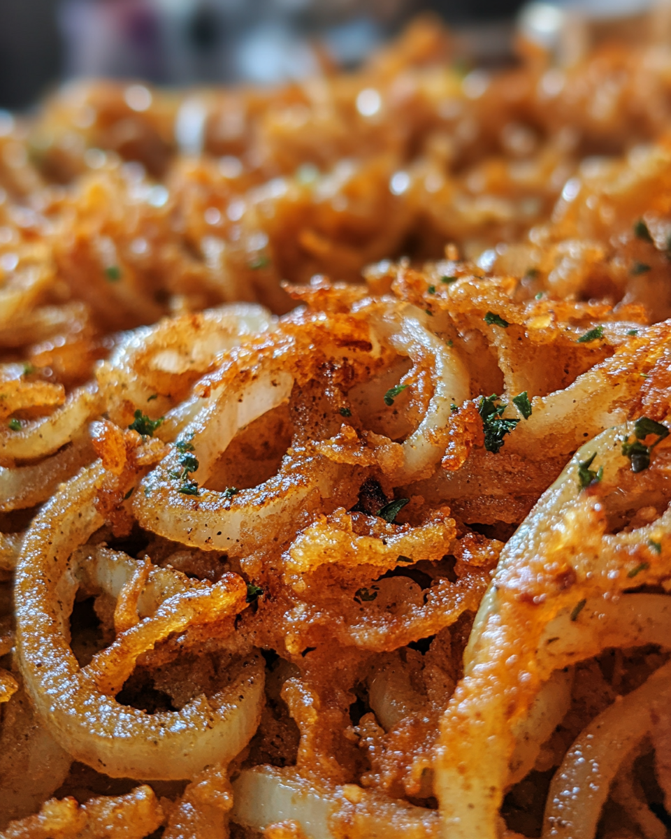 homemade fried onions, crunchy onions, onion topping, fried onion rings, crispy onion strings