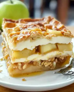 no-bake apple pie lasagna, apple pie cheesecake lasagna, caramel apple lasagna, layered apple dessert