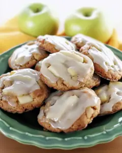 apple spice cookies, glazed apple cookies, soft apple cookies, fall apple dessert, apple cinnamon cookies