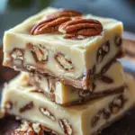 caramel pecan fudge, white chocolate fudge recipe, holiday fudge recipe, nutty caramel fudge, pecan caramel fudge, creamy fudge dessert