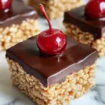 cherry chocolate Rice Krispies treats, Rice Krispies with cherries, chocolate cherry dessert bars, cherry Rice Krispies squares, cherry Rice Krispies snacks