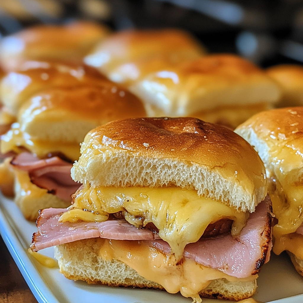 baked ham and cheese sliders, ham sliders with cheese, Hawaiian roll sliders, easy ham and cheese sandwiches, party sliders, cheesy ham sliders