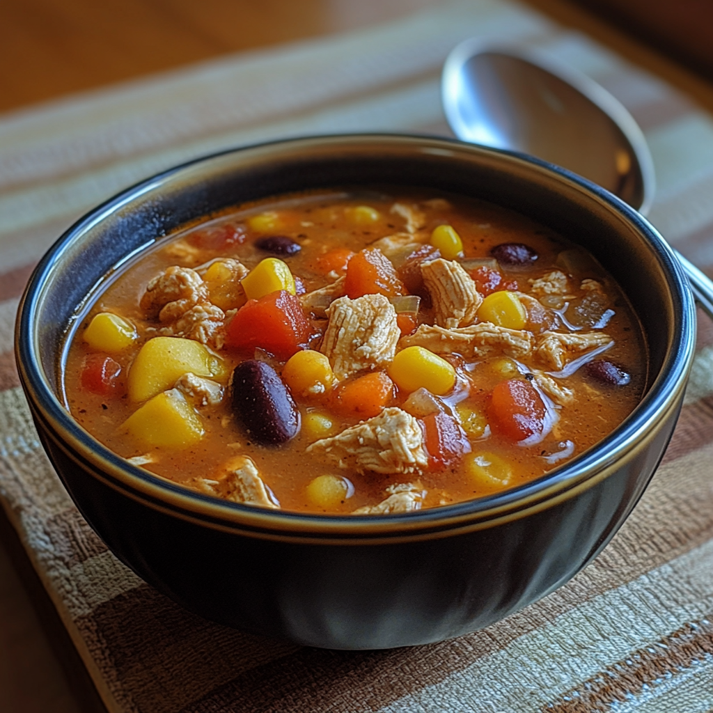 taco soup with chicken, easy chicken taco soup, creamy taco soup, healthy chicken taco soup, Mexican chicken soup, spicy chicken taco soup