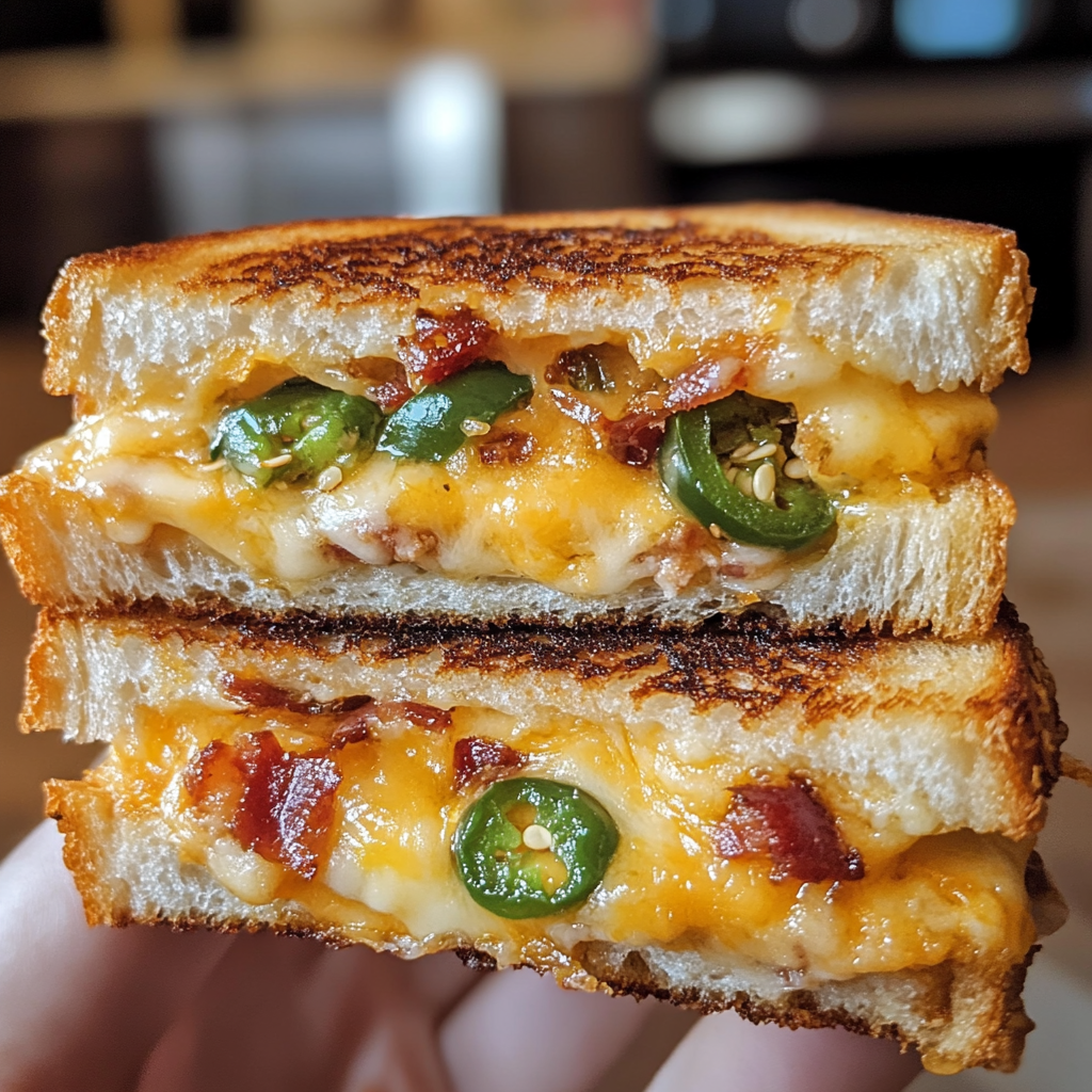 spicy grilled cheese, jalapeño popper sandwich, bacon grilled cheese, cheesy jalapeño sandwich, jalapeño grilled cheese