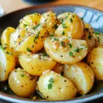 garlic butter potatoes, boiled baby potatoes, new potatoes with garlic, easy garlic potatoes, garlic herb potatoes