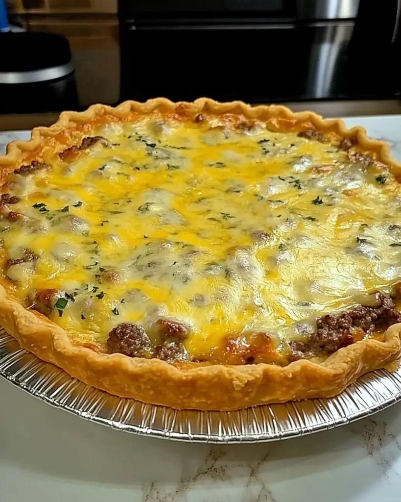 easy cheeseburger pie, classic cheeseburger pie, ground beef pie, cheeseburger pie recipe, family cheeseburger pie