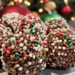 oliday Rice Krispie treats, chocolate-covered Rice Krispie balls, festive Rice Krispie balls, Christmas Rice Krispie dessert, easy holiday treats, no-bake chocolate balls