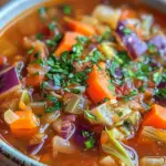 spicy cabbage soup, bold cabbage soup, hearty cabbage soup recipe, healthy cabbage soup, cabbage soup with spice, vegetable cabbage soup