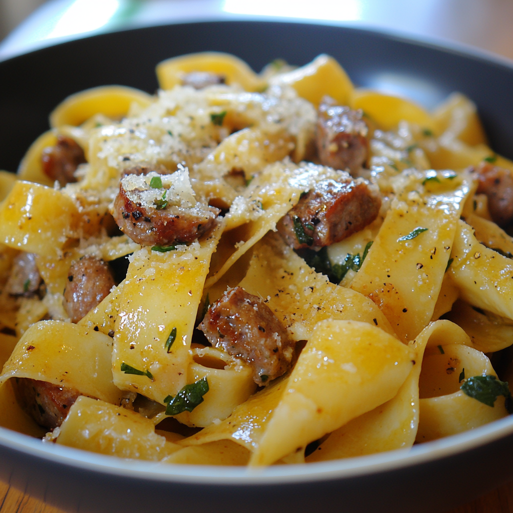 Italian sausage pasta, sausage and pappardelle, sausage pasta recipe, sausage ragu, Tuscan pappardelle with sausage