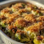 brussels sprouts gratin, cheesy brussels sprouts, roasted brussels sprouts gratin, au gratin brussels sprouts