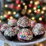 Christmas Oreo truffles, holiday Oreo cookie balls, no-bake Oreo treats, Christmas dessert balls, Oreo truffles with sprinkles