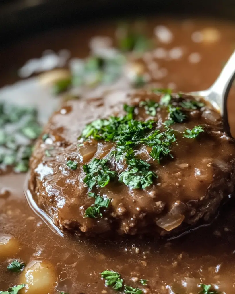 pressure cooker Salisbury steak, Salisbury steak with gravy, easy Salisbury steak, quick Salisbury steak recipe, Instant Pot beef patties