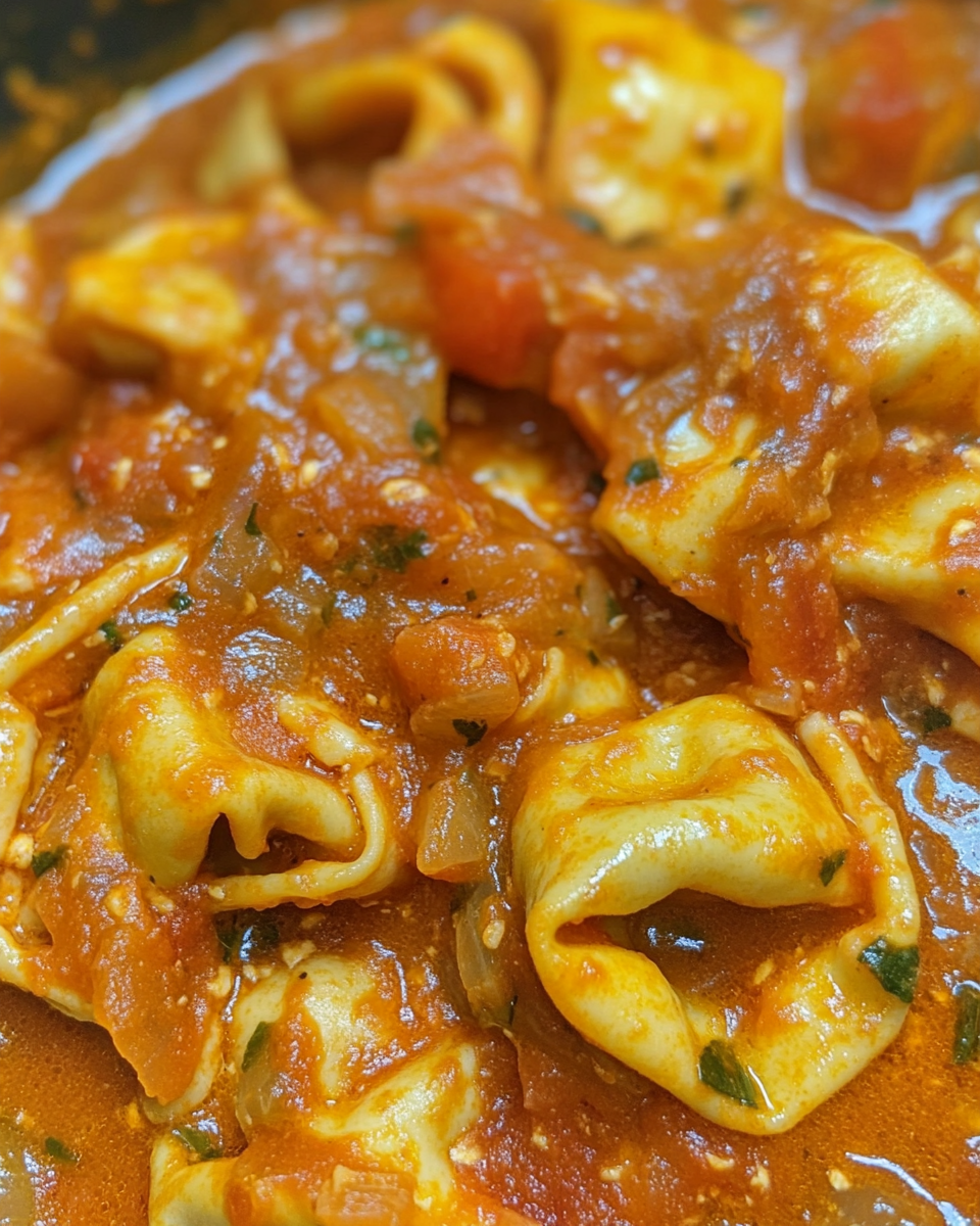 crockpot tomato tortellini soup, creamy tomato tortellini soup, tomato basil tortellini soup, Italian tomato soup with tortellini, slow-cooked tomato pasta soup