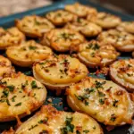 Baked potato slices, crispy potato slices, cheesy potato rounds, loaded potato appetizers, easy potato side dish