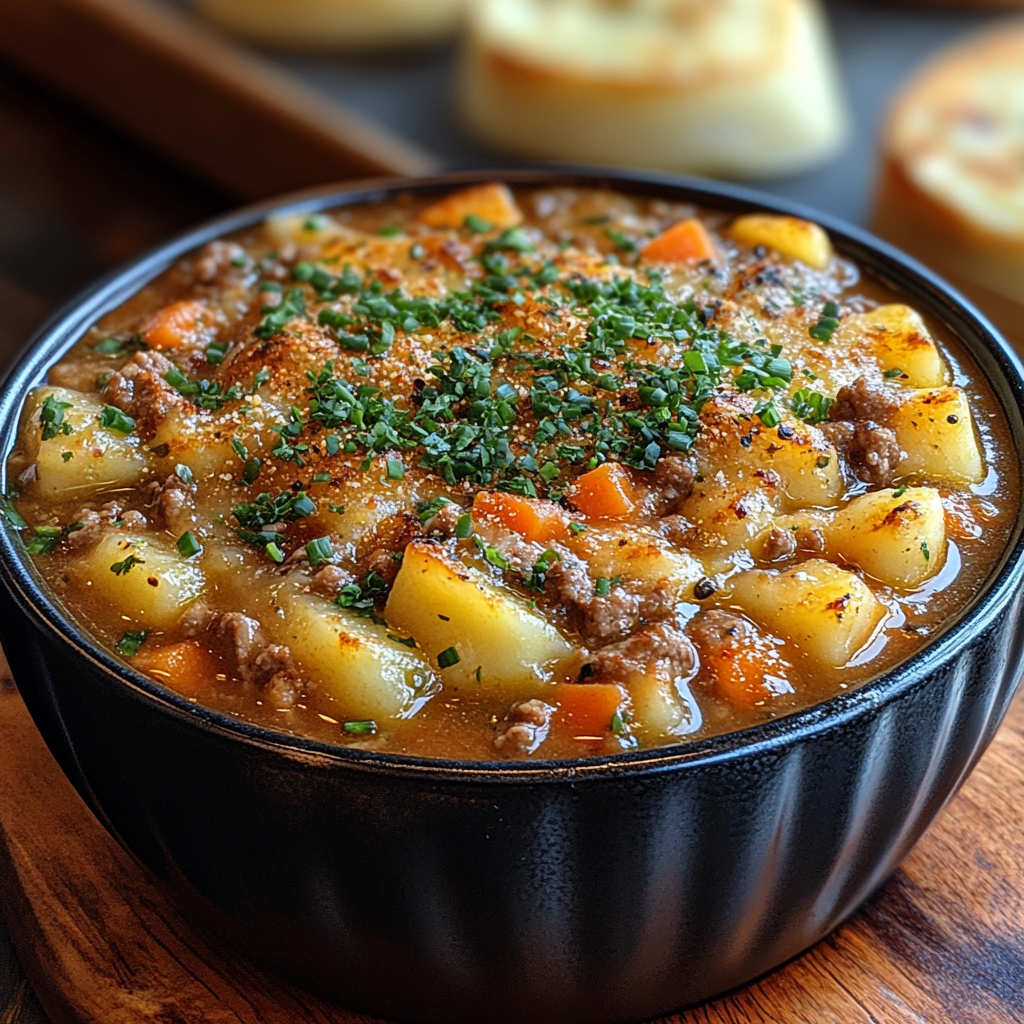 Shepherd’s Pie-inspired soup, cozy Shepherd’s Pie soup, hearty meat and potato soup, comforting beef and vegetable soup, classic comfort soup