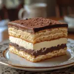 chocolate eclair cake recipe, no-bake dessert recipes, graham cracker chocolate cake, eclair-inspired desserts, pudding layered cake