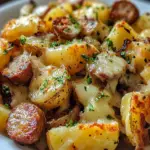 ranch sausage casserole, cheesy potato bake, sausage and potato skillet, ranch potato recipe, hearty casserole, cheesy comfort food