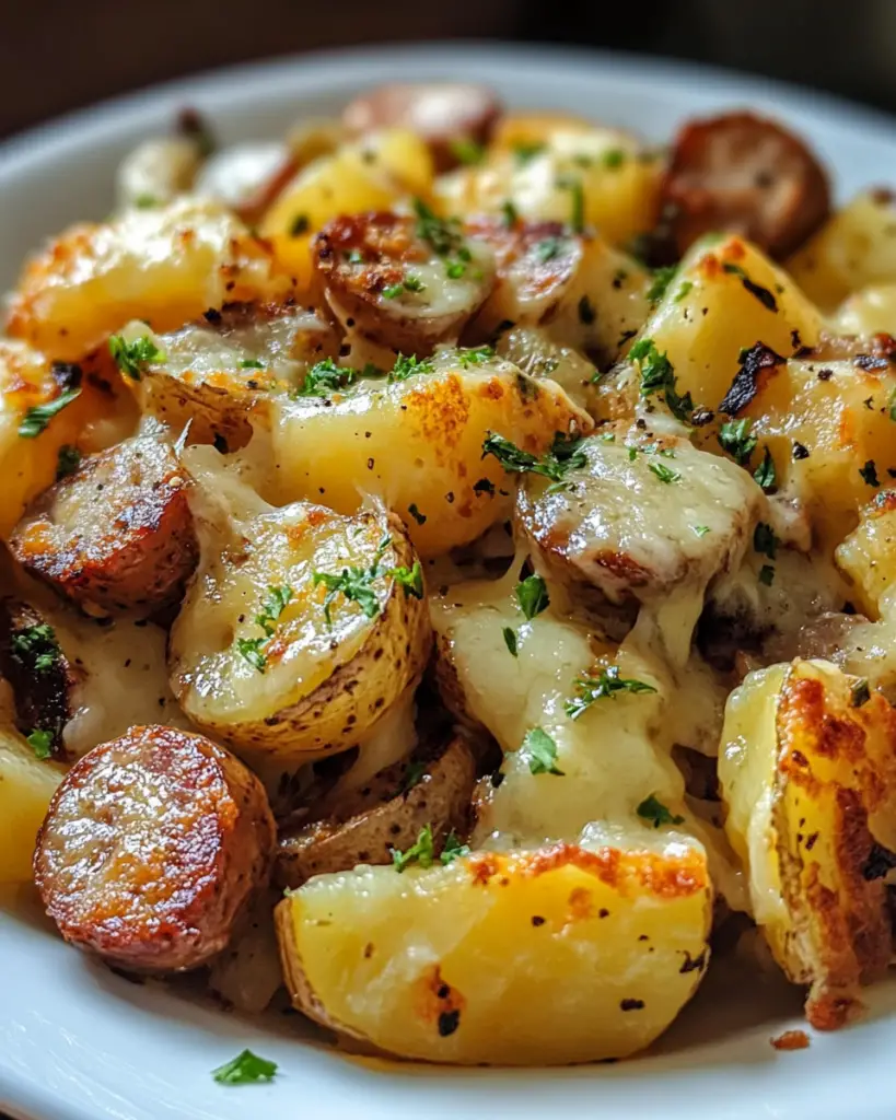 ranch sausage casserole, cheesy potato bake, sausage and potato skillet, ranch potato recipe, hearty casserole, cheesy comfort food