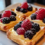 custard pastries recipe, Italian dessert with berries, crema pasticcera dessert, puff pastry with custard, berry tart recipe, easy Italian pastry recipe