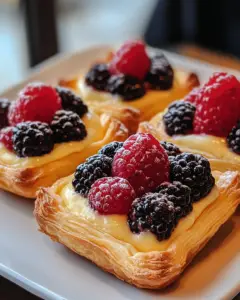 custard pastries recipe, Italian dessert with berries, crema pasticcera dessert, puff pastry with custard, berry tart recipe, easy Italian pastry recipe