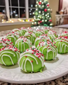 Grinch-themed Oreo truffles, no-bake holiday treats, Oreo ball recipes, Christmas dessert ideas, festive Oreo snacks, easy Grinch dessert recipe