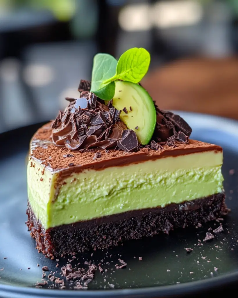 healthy chocolate cheesecake, avocado cocoa dessert, chocolate avocado cake, no-bake avocado cheesecake, guilt-free cheesecake recipe