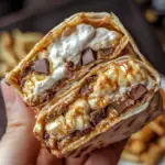 s’mores dessert wrap, campfire s’mores recipe, chocolate marshmallow crunchwrap, tortilla dessert wrap, easy s’mores recipe