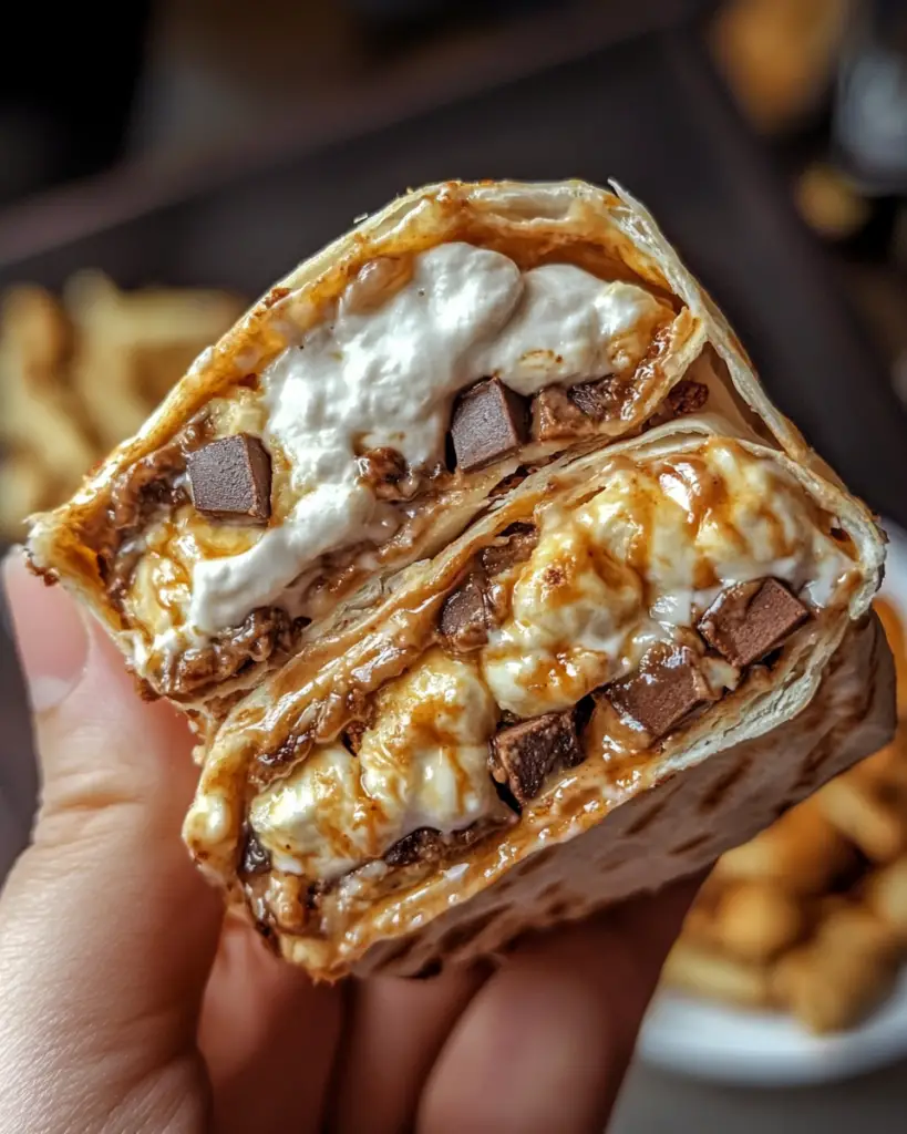 s’mores dessert wrap, campfire s’mores recipe, chocolate marshmallow crunchwrap, tortilla dessert wrap, easy s’mores recipe