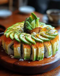 avocado sushi recipe, sushi cake with avocado, layered sushi cake, healthy sushi recipe, creative sushi ideas