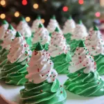 holiday meringue cookies, Christmas dessert ideas, festive tree-shaped meringues, egg white desserts, light holiday treats