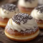 Italian donuts, cream-filled Bomboloni, Tuscan fried donuts, Italian pastry recipes, cream-stuffed donuts, traditional Italian Bomboloni