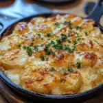 cheesy potato gratin, creamy baked potatoes, classic potato casserole, French potato gratin recipe, easy gratin side dish