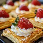 strawberry puff pastries, cream-filled pastries, strawberry dessert recipe, puff pastry cream desserts, easy fruit pastry