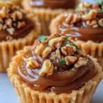 mini baklava cups, pecan caramel desserts, phyllo cup recipes, easy caramel pecan baklava, bite-sized baklava treats