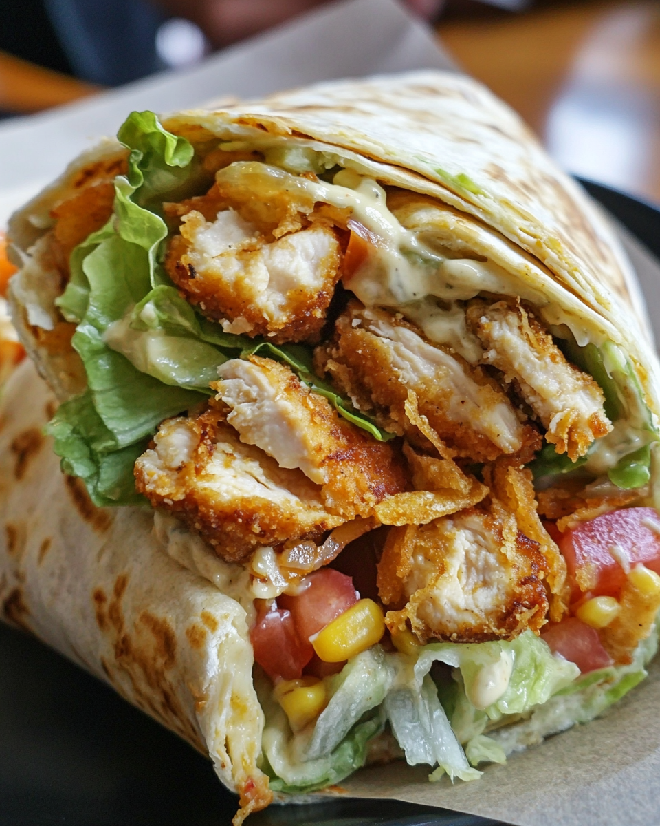 southwestern chicken wrap recipe, Tex-Mex chicken wrap, crispy chicken wrap, tortilla chicken wrap with crunch