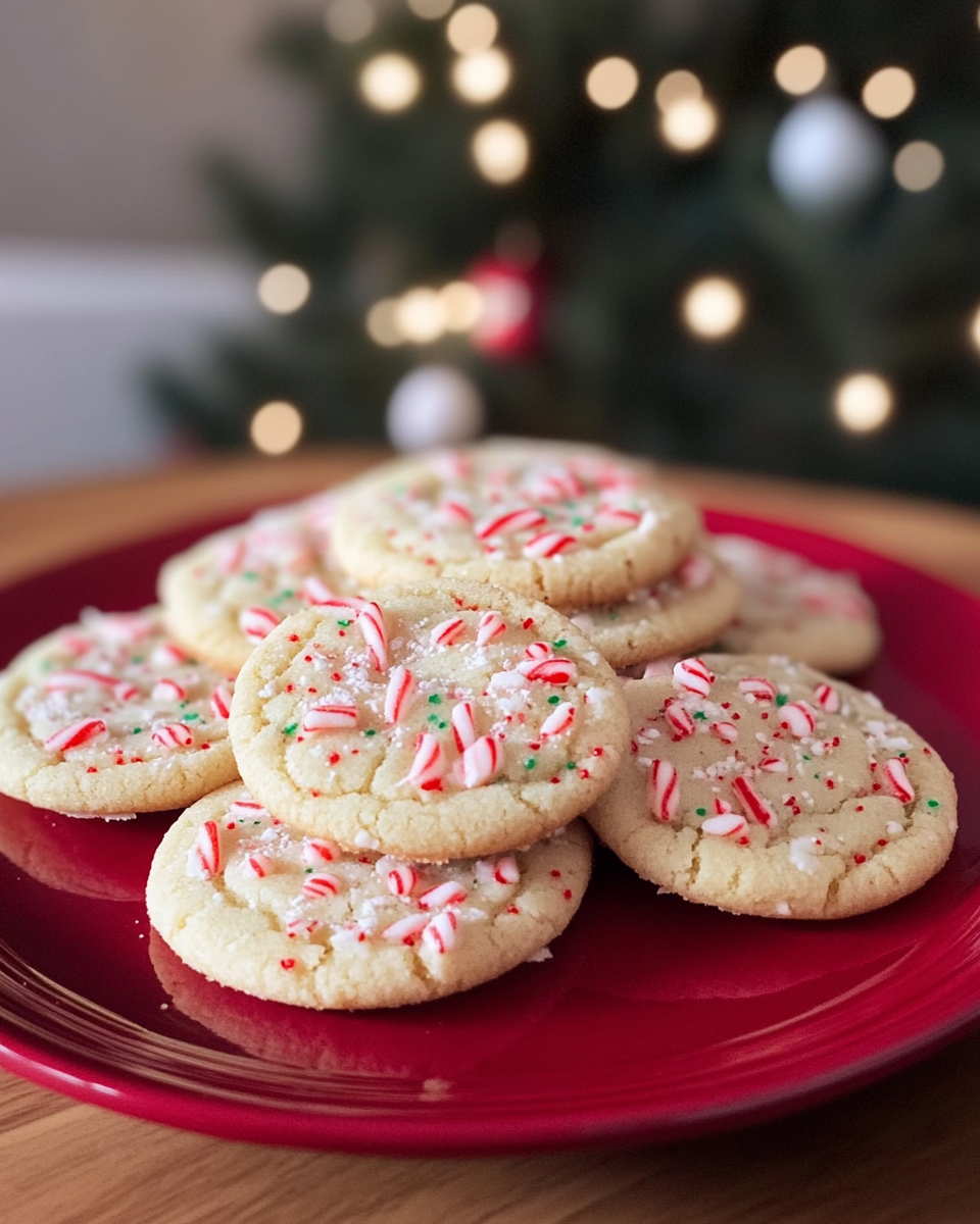 peppermint Christmas cookies, soft sugar cookies with peppermint, holiday mint cookies, chewy holiday cookies, candy cane sugar cookies