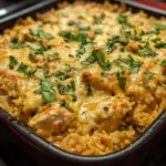 chicken and rice casserole, Southwest chicken casserole, Hatch green chile casserole, cheesy chicken casserole, green chile rice bake