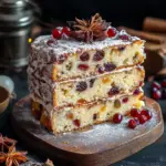 traditional German fruitcake, holiday fruit cake recipe, German spiced fruit loaf, classic Christmas cake, German dried fruit dessert, festive fruitcake recipe