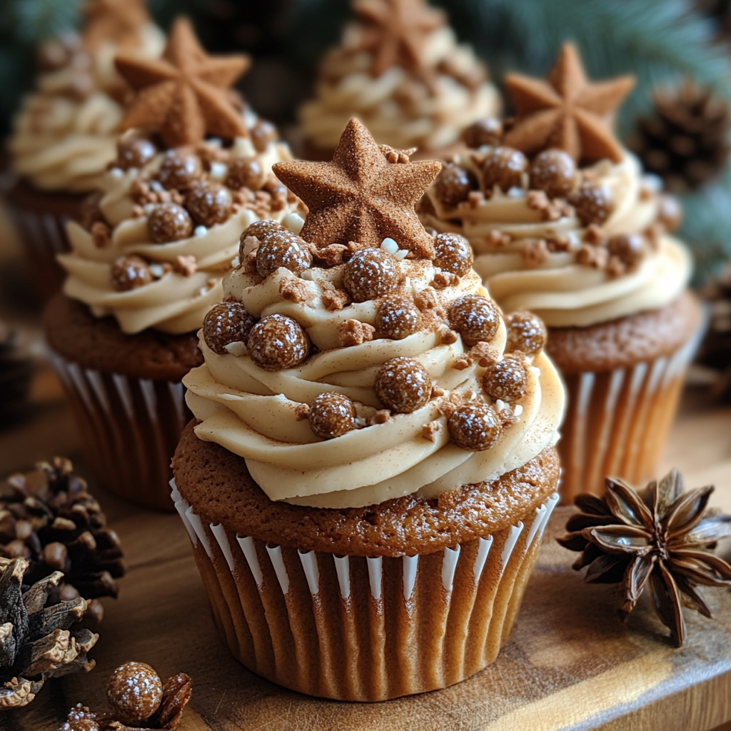 gingerbread spice cupcakes, holiday cupcakes, spiced ginger cupcakes, cinnamon cream cheese frosting, festive cupcakes, Christmas cupcakes